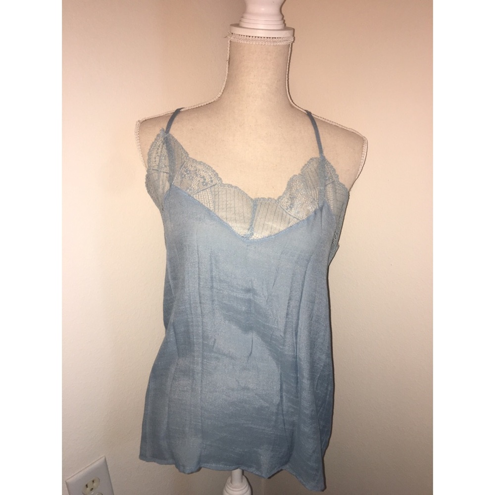 Light Blue Lace Lined Tank Top
